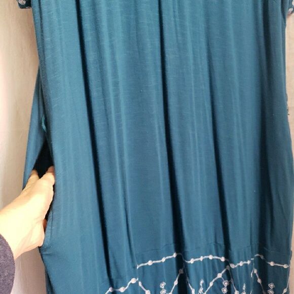 Lane Bryant Blue White Embroidery Stretchy Soft Dress Pockets Women's Size 14/16 - Picture 8 of 10